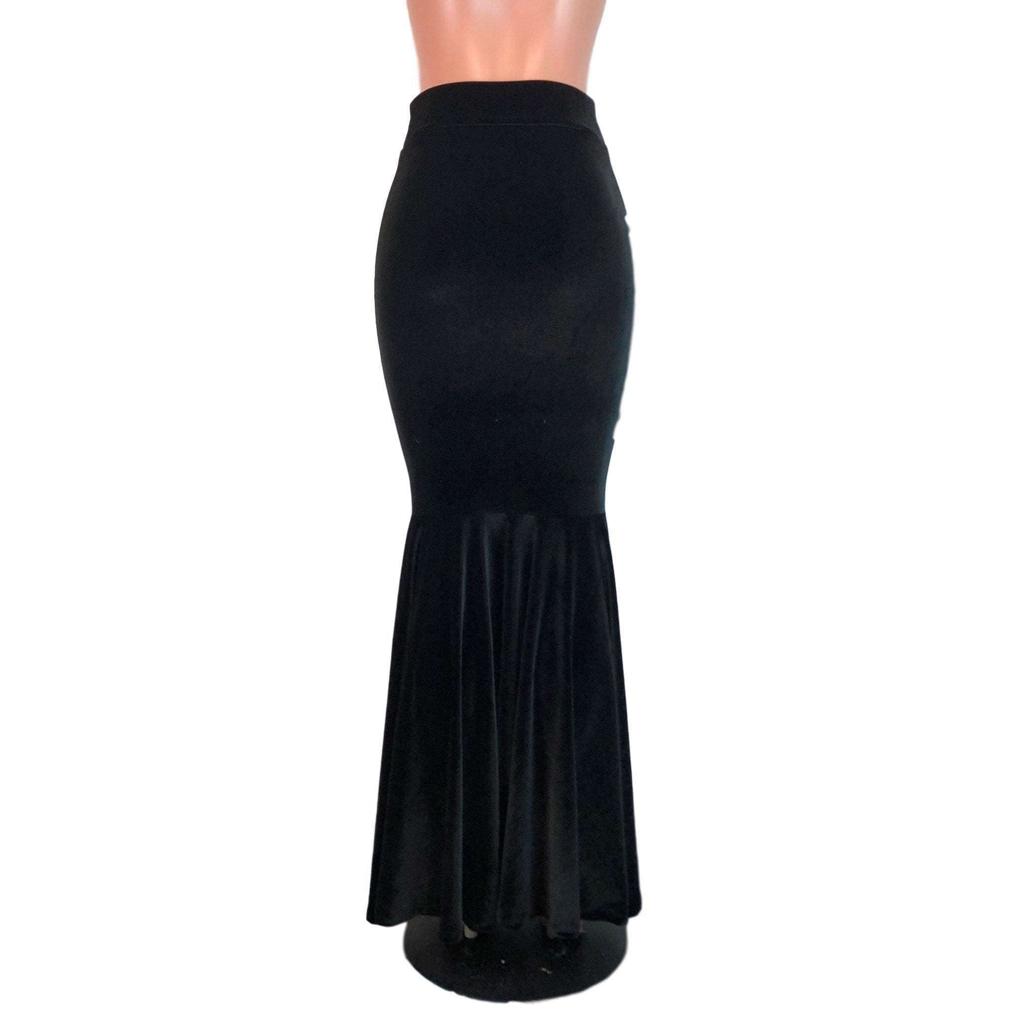 Long Mermaid Skirt - Black Velvet Fit n ...